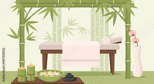 serene spa massage room with bamboo decor