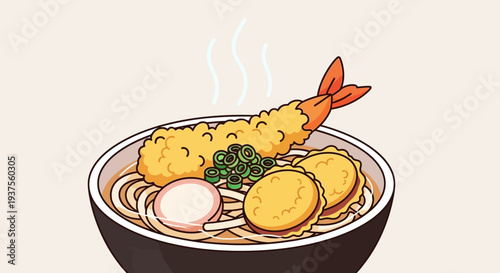 Shrimp Tempura Udon Noodle Soup Bowl