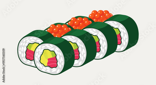 Sushi Roll with Salmon Roe and Avocado