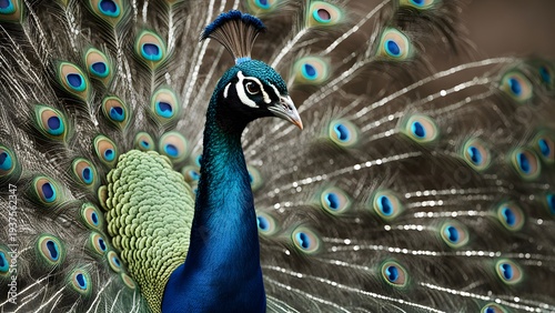 A peacock in isolated background