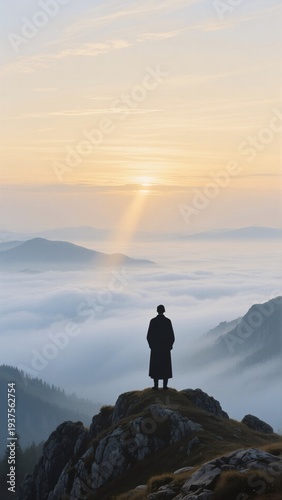 silhouette of a man on a mountain top