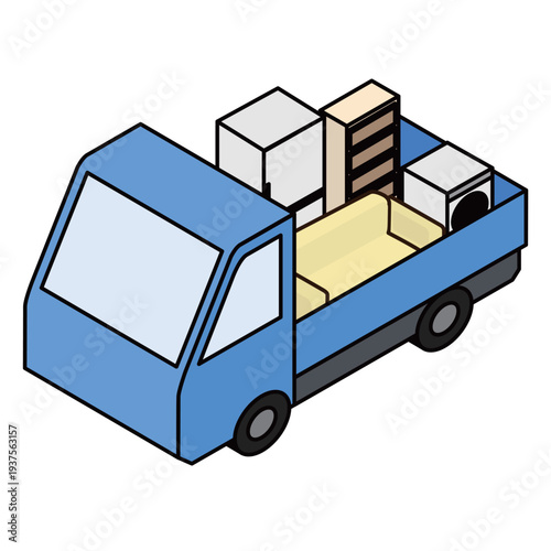 家具や家電を積んだ引越しトラック