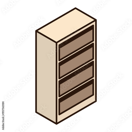 斜め上から見た木製チェストのイラスト