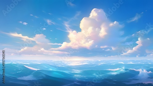 Beautiful sea and ocean with cloud on blue sky unreal engine 
