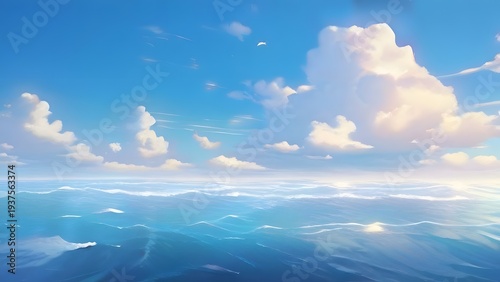 Beautiful sea and ocean with cloud on blue sky unreal engine 