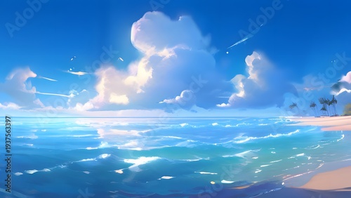 Beautiful sea and ocean with cloud on blue sky unreal engine 