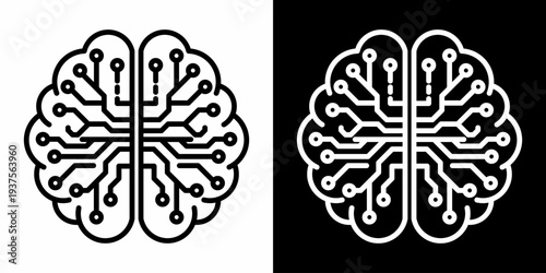 Ai Brain White Icon Set Design
