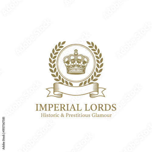 Royal Imperial Lords Crest with Golden Crown and Laurel Wreath