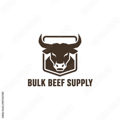 Strong Bull Head Shield Mascot Logo