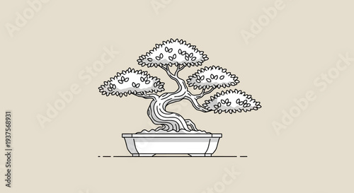 Minimalist Bonsai Tree Illustration