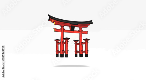 Red Torii Gate Floating