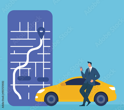 Online Taxi Booking and GPS Navigation Service, Mobile App Navigation, Ride Sharing Service, Digital Route Tracking, Urban Transportation Technology, Driver Location Mapping
