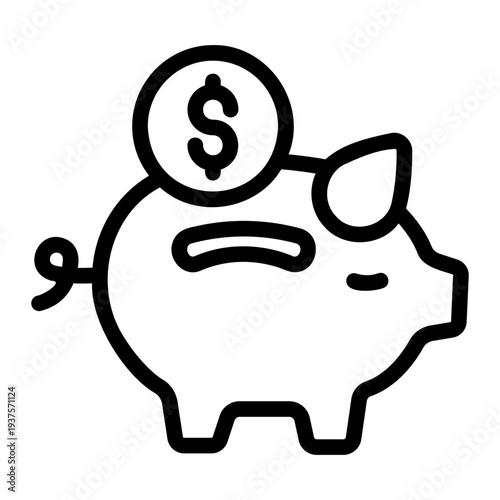 Piggy bank Line Icon