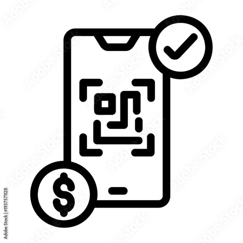 Qr payment Line Icon