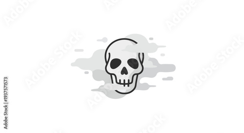 A minimalist, stylized illustration of a skull emitting wisps of smoke against a clean white background, representing danger or hazard