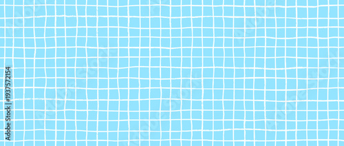 Seamless hand drawn square grid pattern. Blue repeated doodled checkered background. Sketched thin checker paper texture. Pencil drawn journal sheet notebook template. Vector lined planer page.