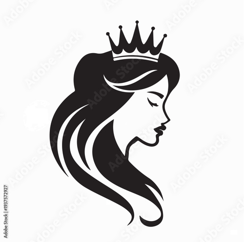 Queen Woman Head Logo Vector Symbol Isolated On White Background