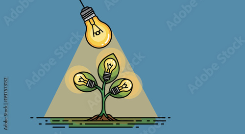 Innovative Idea Growing into a Brilliant Concept with Light Bulb Inspiration.