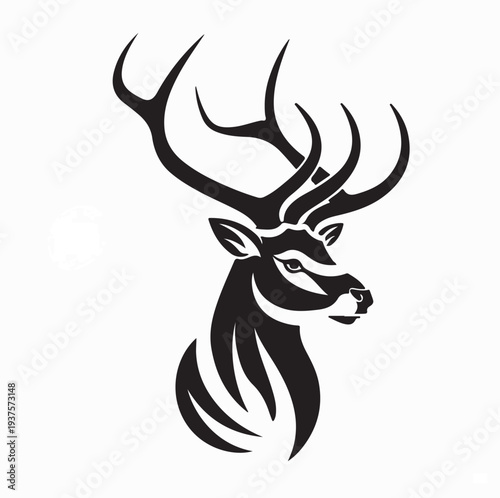 Elegant Deer Head Logo Vector Illustration On white Background