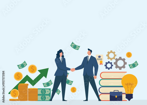 Successful Business Partnership and Financial Growth Agreement, Strategic corporate merger, Investment deal closure, Financial profit maximization, Joint venture collaboration