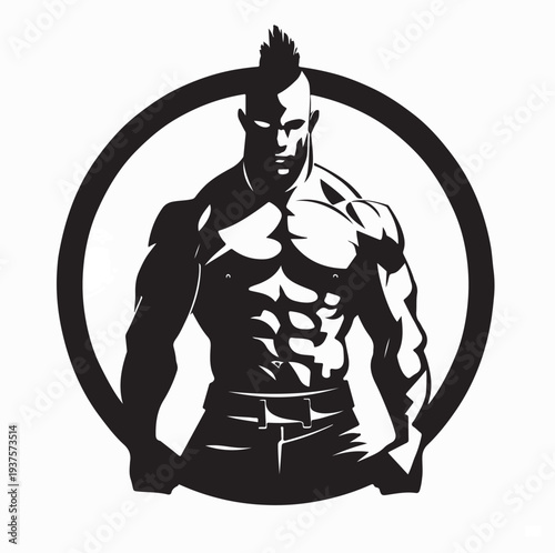 Strong Athletic Wrestler Vector Illustration Design On White Background