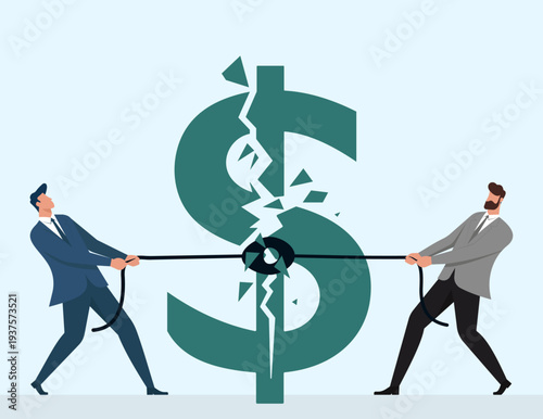 Financial Conflict and Economic Instability Tug-of-War, Business competition, Financial crisis, Market volatility, Corporate rivalry, Debt struggle