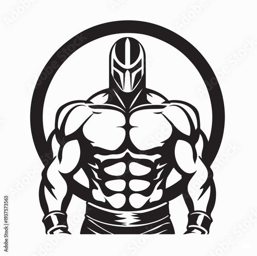 Strong Athletic Wrestler Vector Illustration Design On White Background