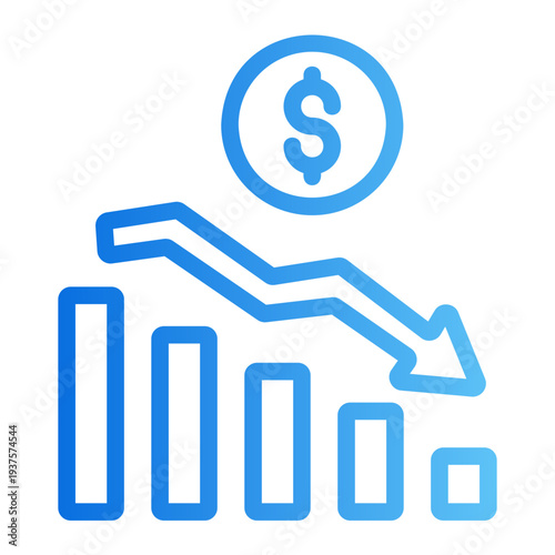 Down graph Line Gradient Icon