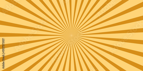 Orange stripes burst lines background. Sun ray light. Radiate sunlight. Vintage stripes halftone radial wallpaper for poster, banner.Circus background of spiral yellow orange rays vector.