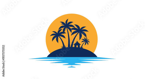 Tropical Island Sunset Paradise