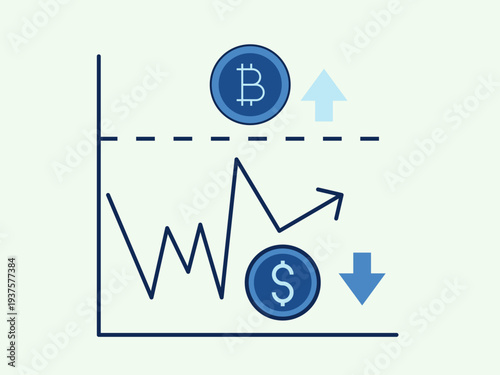 Market volatility icon. Cryptocurrency icon design. Flat vector icon style.
