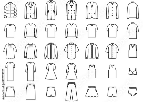 服のアイコンイラストセット