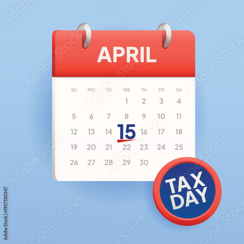 April 15th Calendar Tax Day Reminder