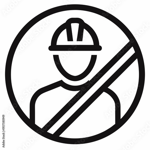 No hard hat required vector illustration, flat design icon
