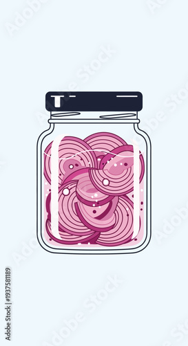 Pickled Red Onion Slices in Jar