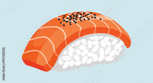 Salmon Nigiri Sushi with Sesame Seeds