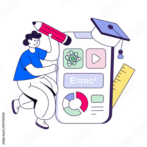Creative design illustration of mobile education application 