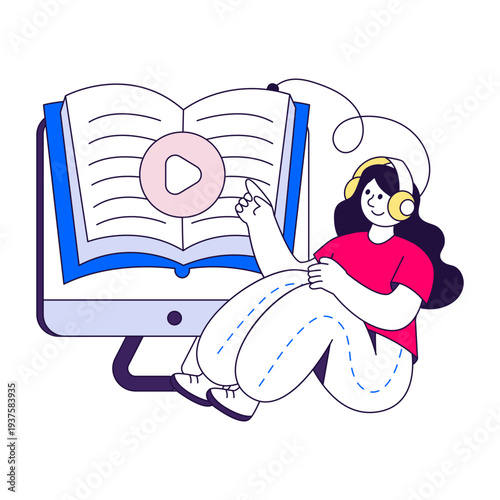 Creative design illustration of audio learning 