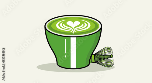 Matcha Latte Art Cup with Whisk
