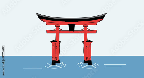 Red Torii Gate in Water