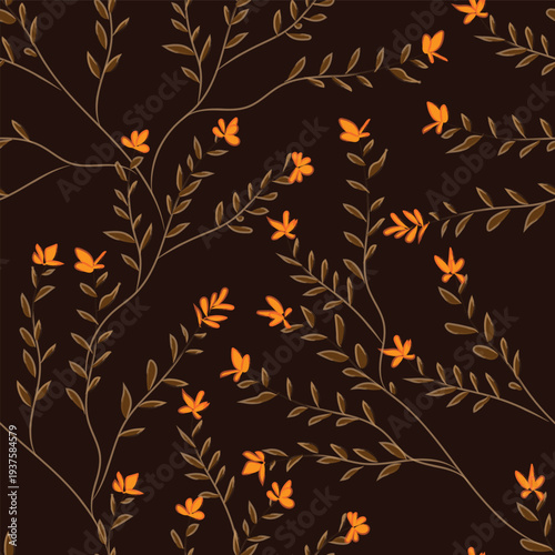 Vector seamless pattern design, flowers Illustration brush style, editable file in eps.10. Match for packaging, textile, wallpaper, wrapping, fabric, etc.