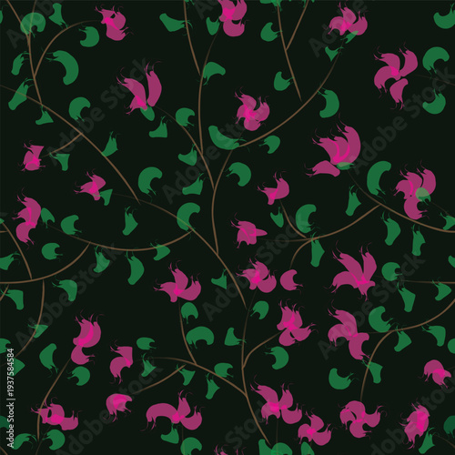 Vector seamless pattern design, flowers Illustration brush style, editable file in eps.10. Match for packaging, textile, wallpaper, wrapping, fabric, etc.