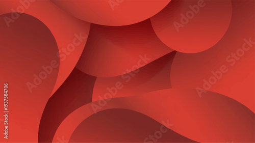 Vibrant red abstract background with overlapping rounded shapes and gradient texture creating a dynamic visual effect