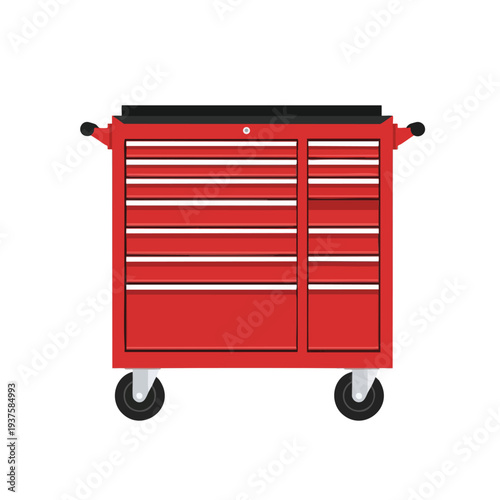 Red Toolbox with Drawers and Wheels