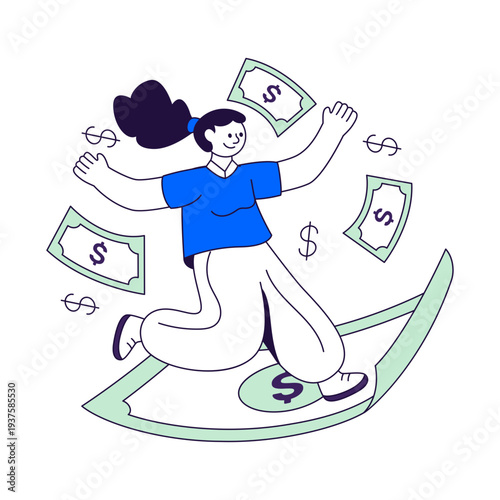 An eye catching design illustration of happy girl