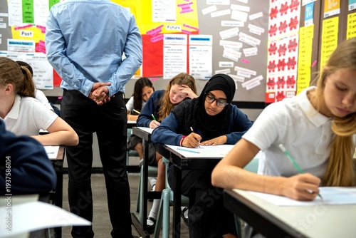 фотографія Diverse classroom focused learning