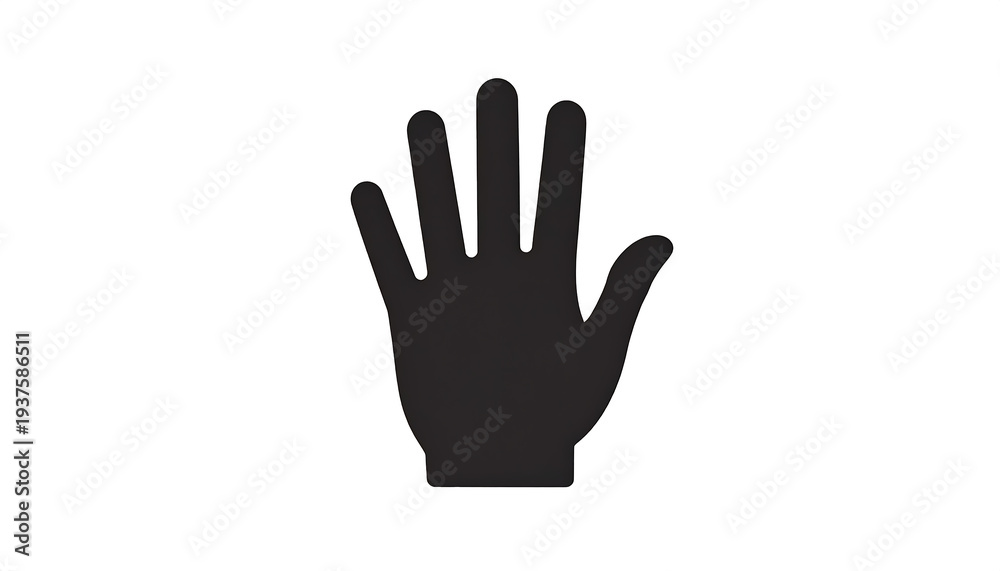 Obraz premium Black Silhouette of an Open Hand Showing Five Fingers.