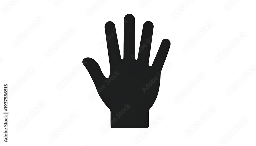Obraz premium Black Silhouette of an Open Hand with Fingers Spread Wide.