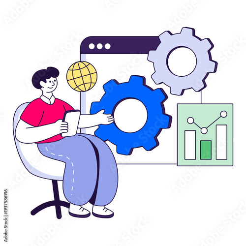 Conceptual flat design icon of web data management 