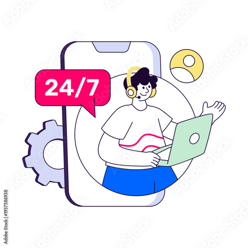 A colored design icon of customer service representative 